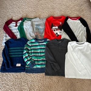 5T long sleeve shirts, gently used. 6 Old Navy, 1 Gap, 2 Cherokee.